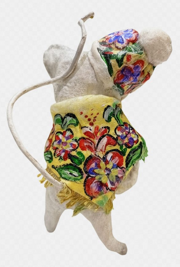 Ватная ёлочная игрушка «Белая мышка», высота 9 см — фото 2